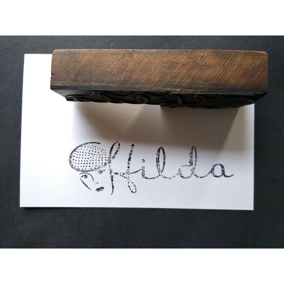 Hilda Printer Block Ink Stamp Letter Press Vintage Atlantic City Ladies Face - Picture 8 of 8
